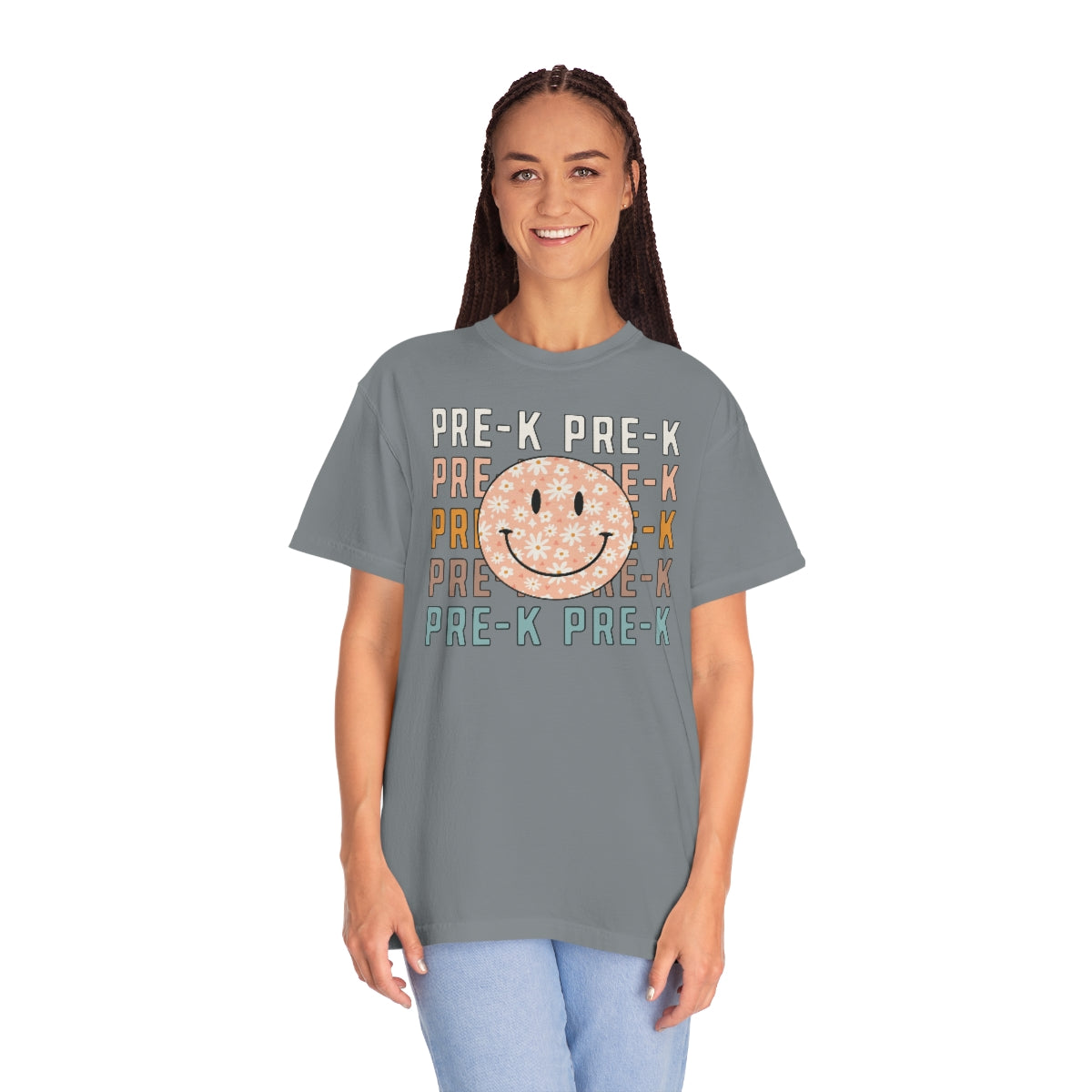 Pre-K Smiley Face Warm Colors Unisex Garment-Dyed PREMIUM T-shirt