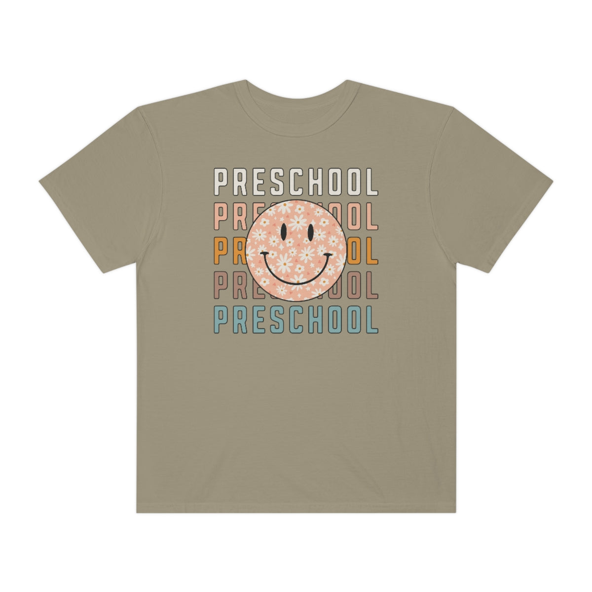 Preschool Smiley Face Warm Colors Unisex Garment-Dyed PREMIUM T-shirt