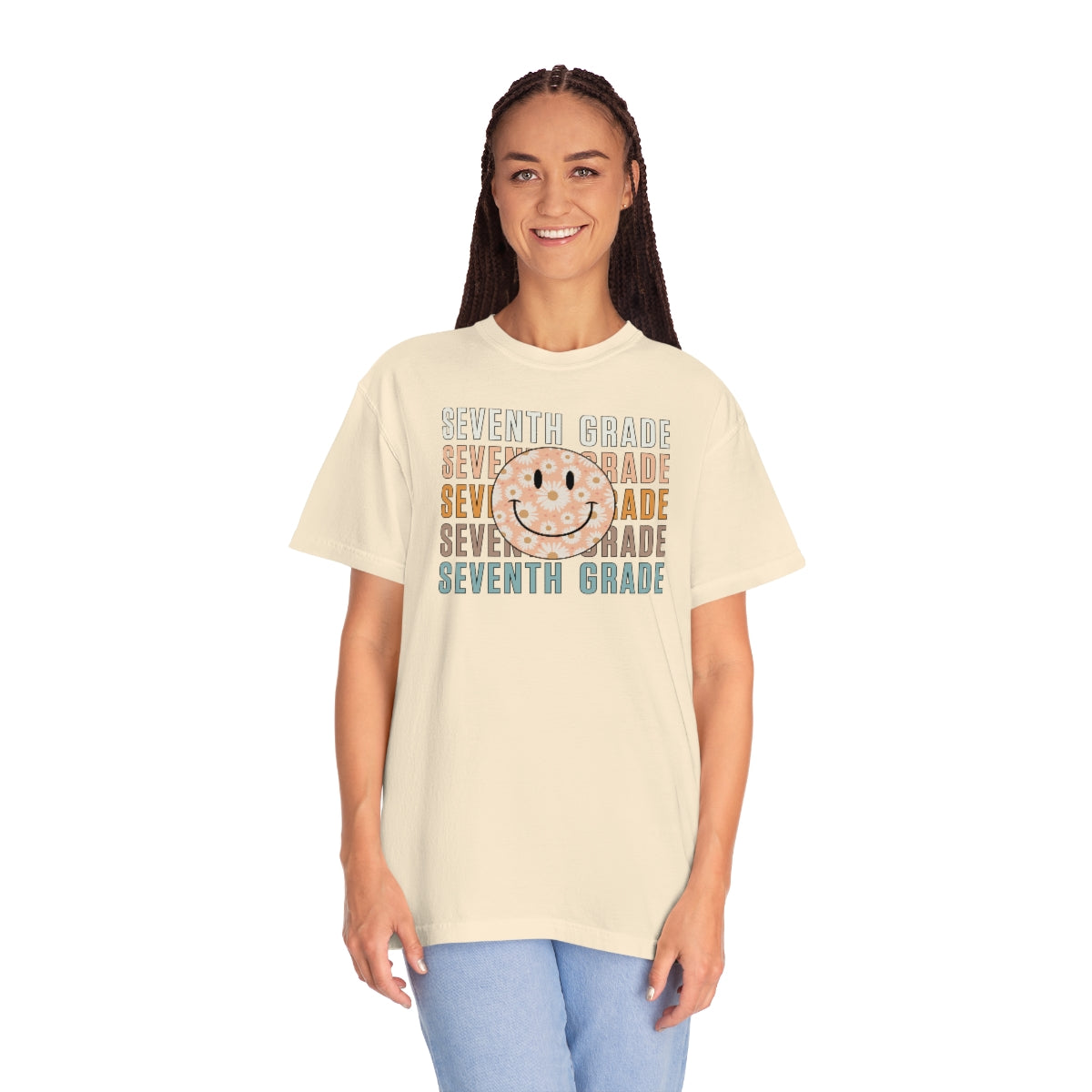 7th Grade Smiley Face Warm Colors Unisex Garment-Dyed PREMIUM T-shirt