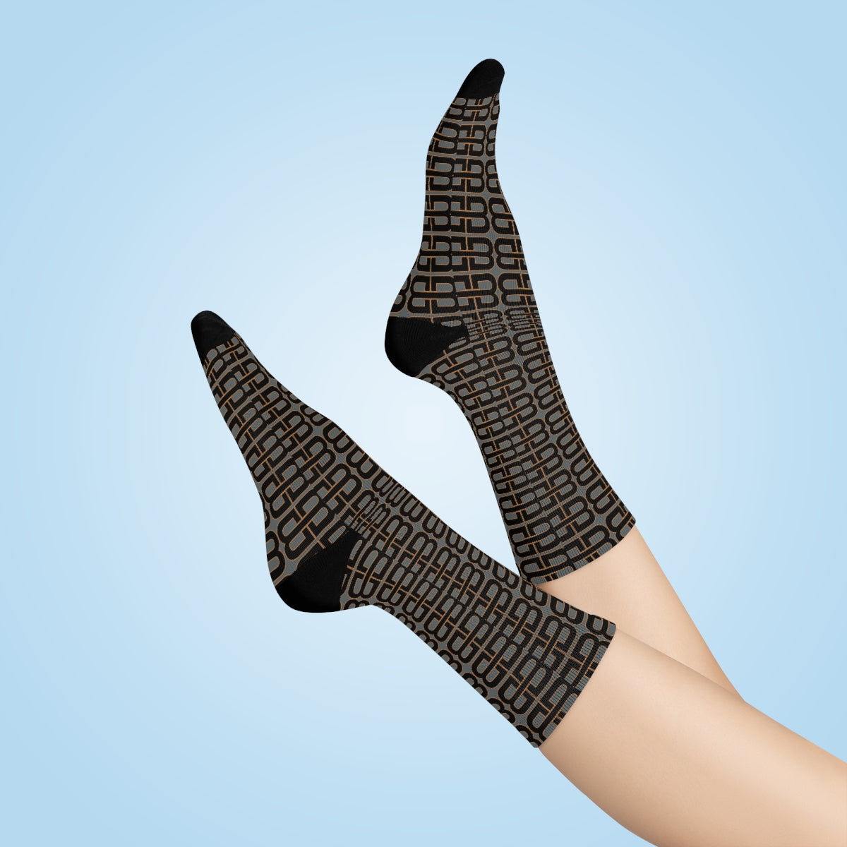 Dark Gray Bhava Brand Pattern Crew Socks