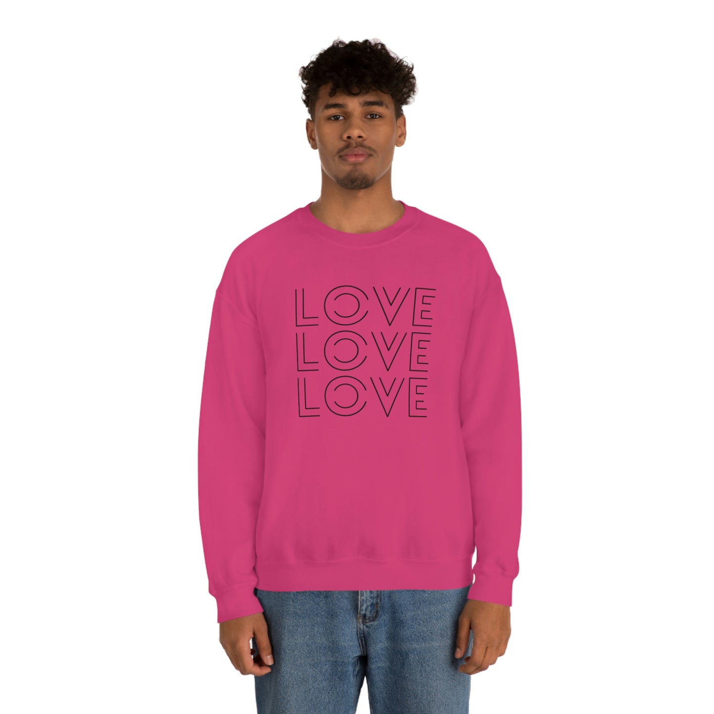 "Love Love Love" Black Print Unisex Heavy Blend™ Crewneck Sweatshirt