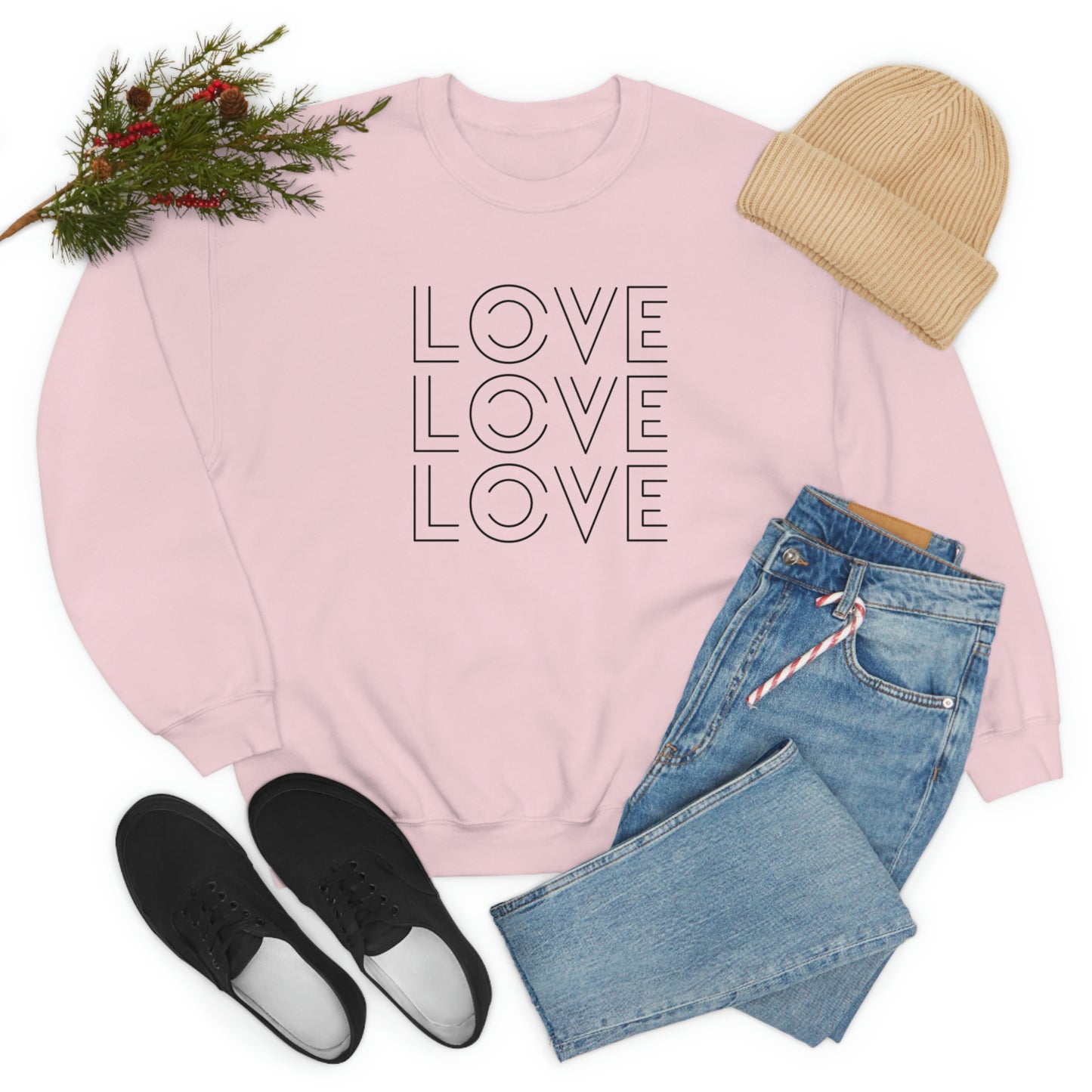 "Love Love Love" Black Print Unisex Heavy Blend™ Crewneck Sweatshirt