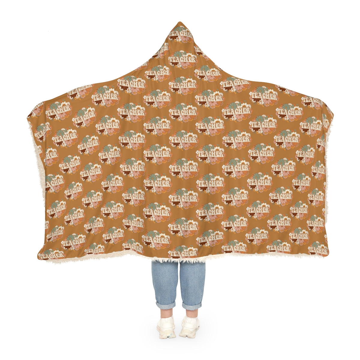 Light Brown Boho Floral "Teacher" Snuggle Blanket