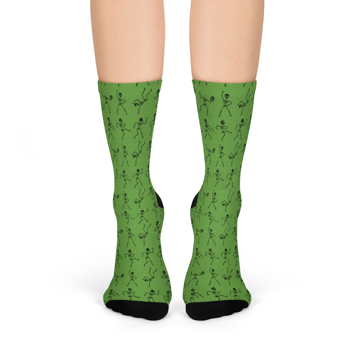 Green Dancing Skeleton Pattern Crew Socks