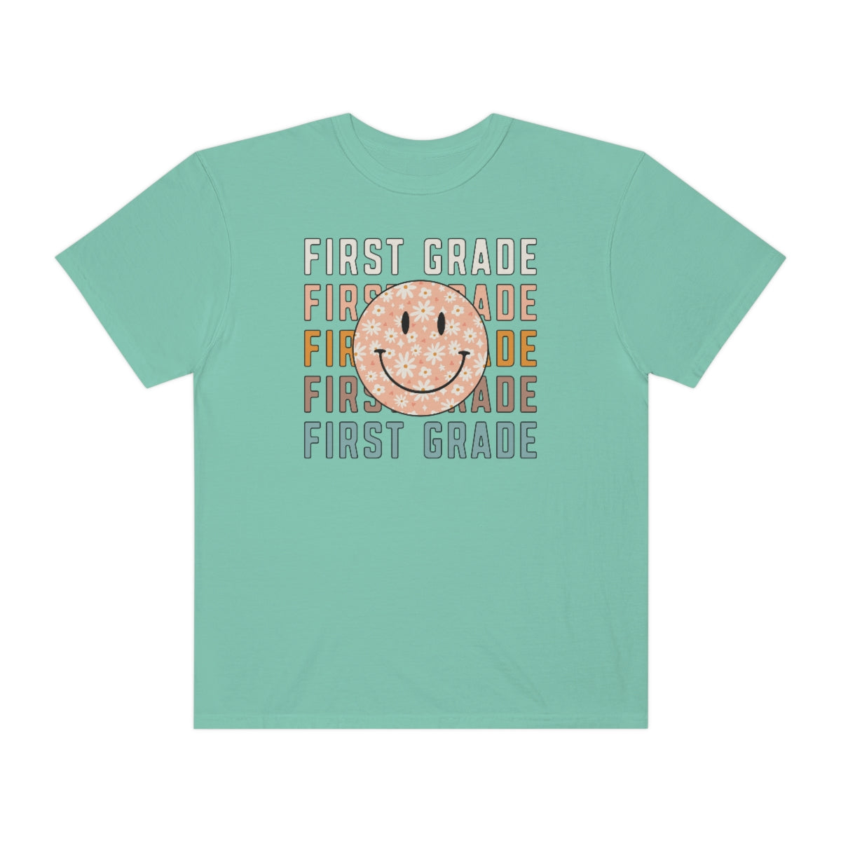 1st Grade Smiley Face Warm Colors Unisex Garment-Dyed PREMIUM T-shirt