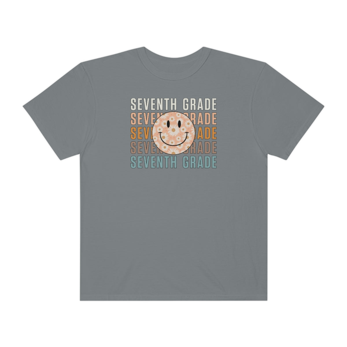 7th Grade Smiley Face Warm Colors Unisex Garment-Dyed PREMIUM T-shirt