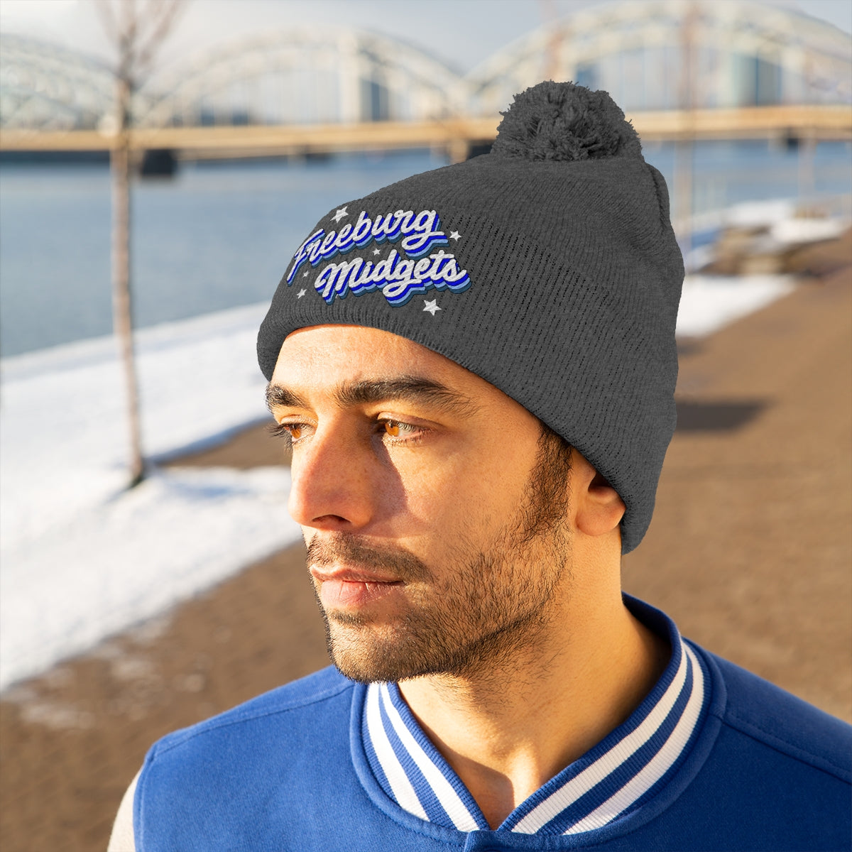 Retro Freeburg Midget Pennant Pom Pom Beanie