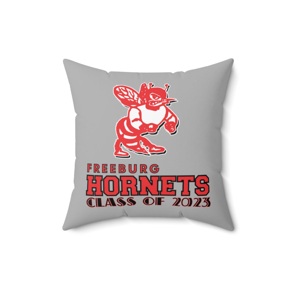 Gray Freeburg Hornet Class of 2023 Spun Polyester Square Pillow