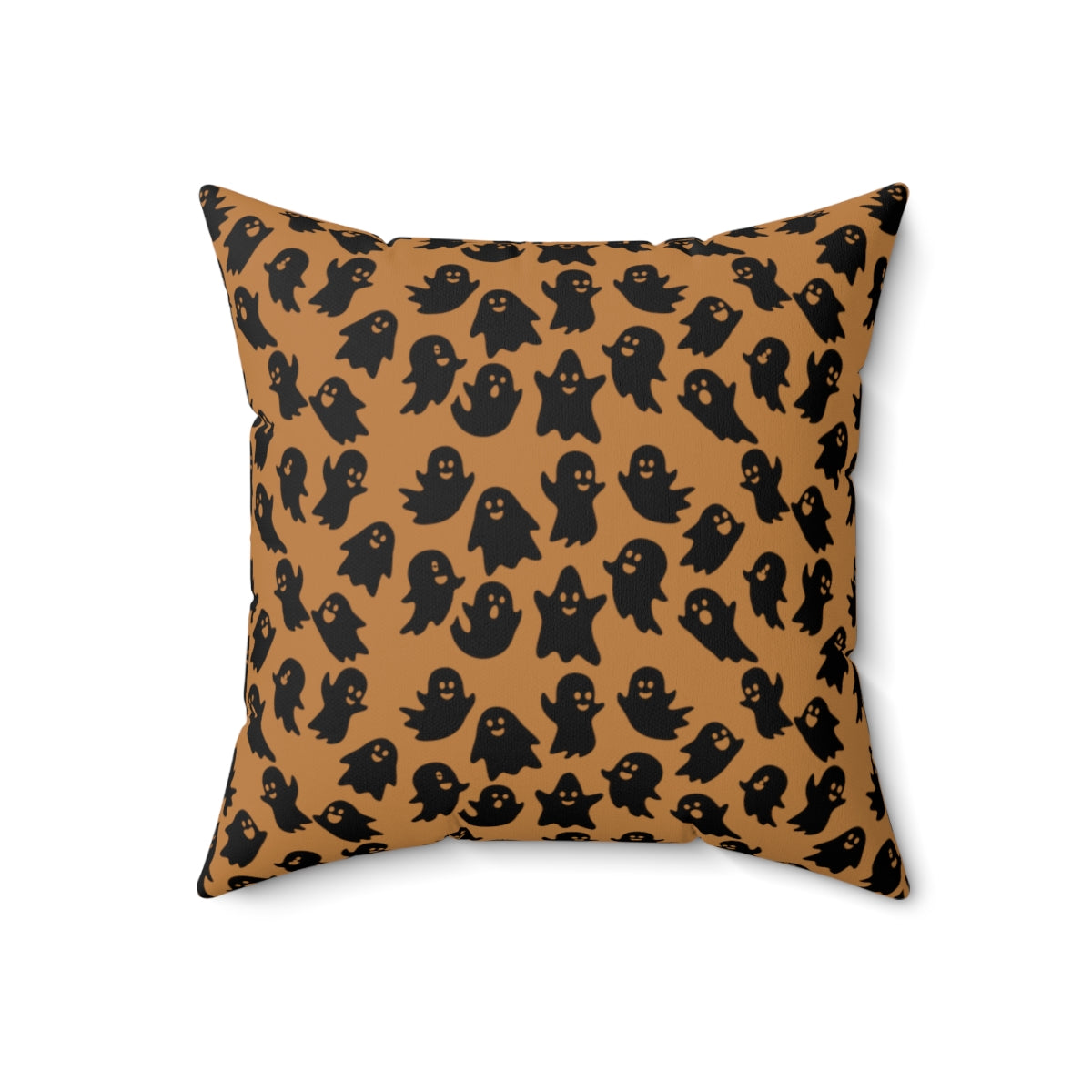 Light Brown Ghost Pattern Fall Halloween Spun Polyester Square Pillow