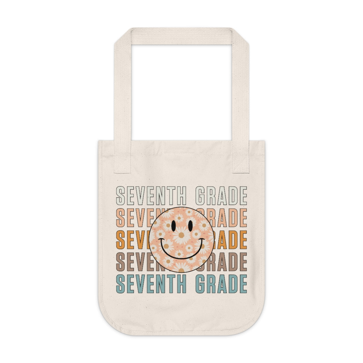 Seventh Grade Smiley Face Organic Canvas Tote Bag