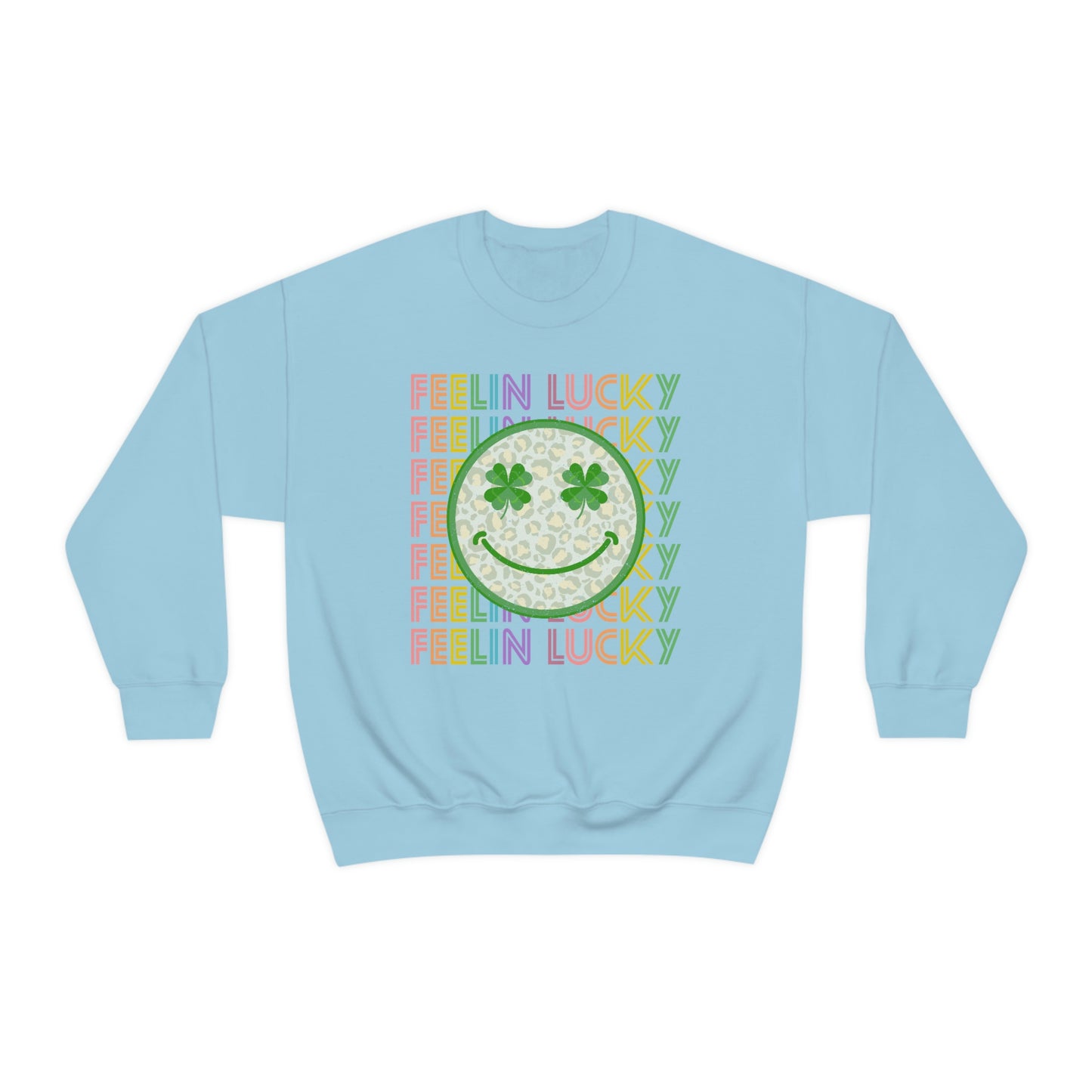 St. Patrick's Day "Feelin Lucky Smiley Face" Unisex Heavy Blend Crewneck Sweatshirt