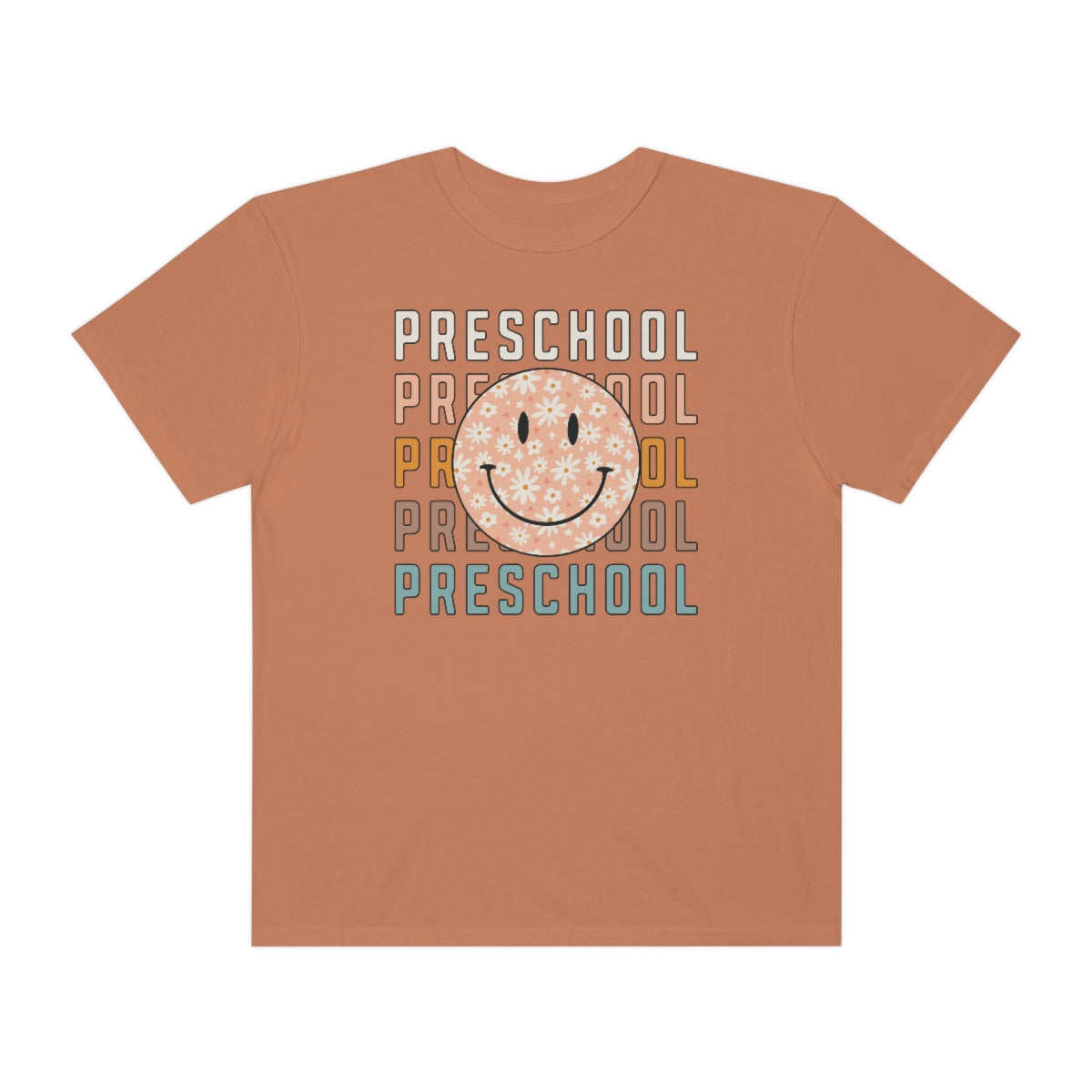 Preschool Smiley Face Warm Colors Unisex Garment-Dyed PREMIUM T-shirt