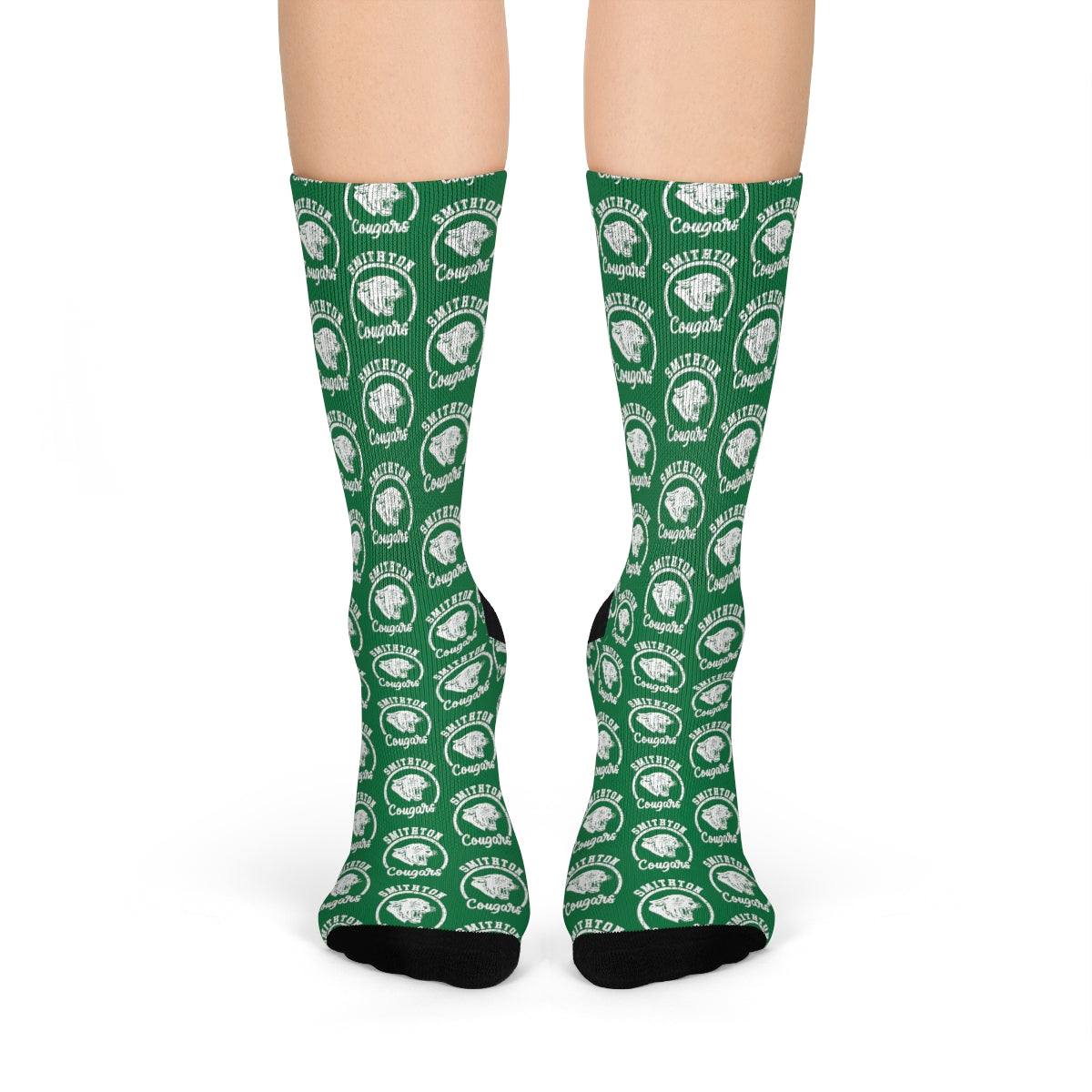 Green Smithton Cougars Pattern Crew Socks