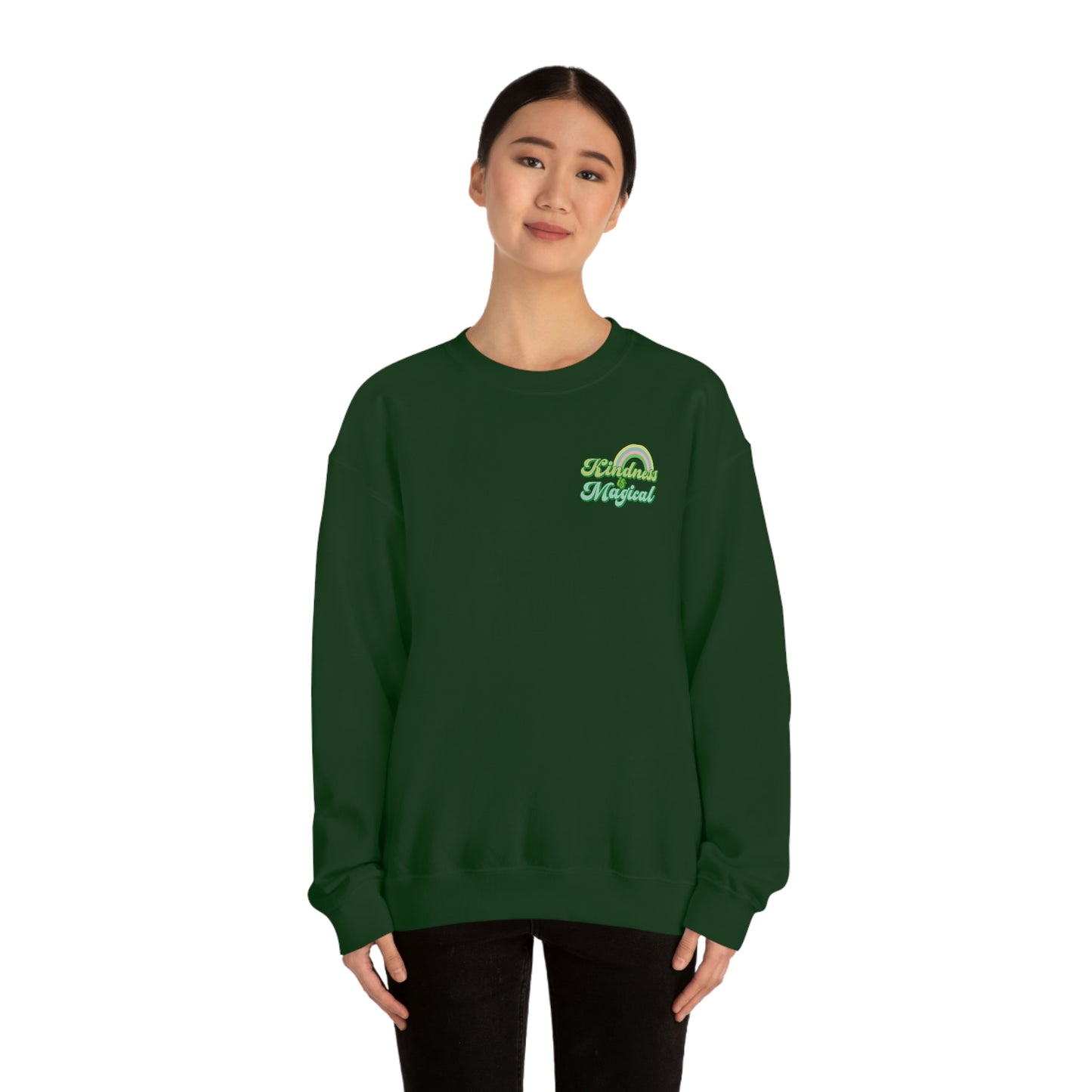 St. Patrick's Day "Kindness is Magical" Front and Back Design Unisex Heavy Blend Crewneck Sweatshirt