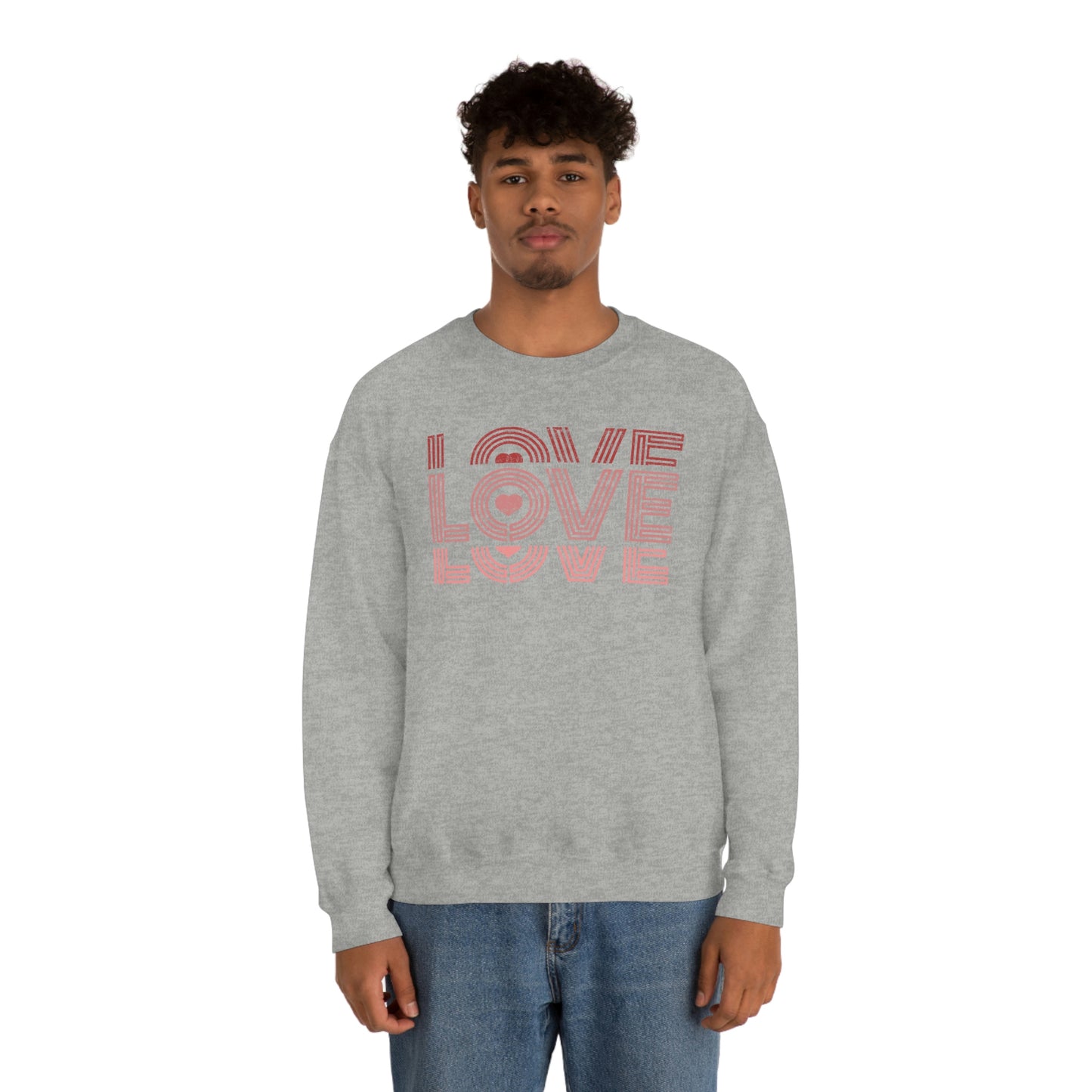 "Love Love Love" Red Graduated Print Unisex Heavy Blend™ Crewneck Sweatshirt