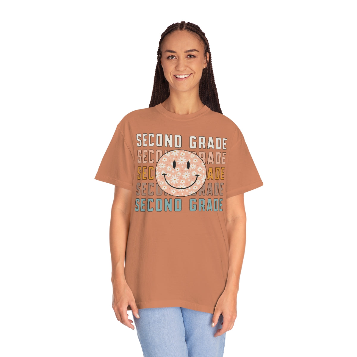 2nd Grade Smiley Face Warm Colors Unisex Garment-Dyed PREMIUM T-shirt