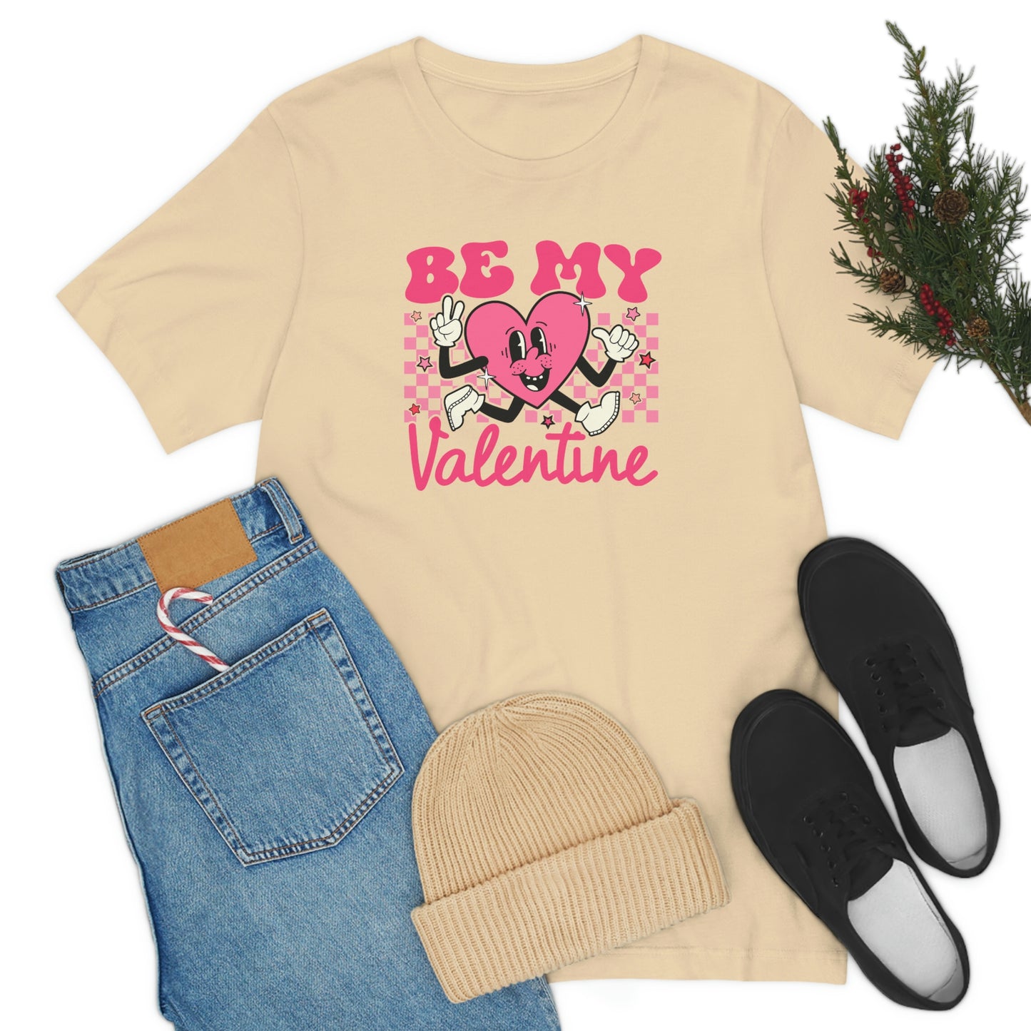 "Be My Valentine Checkerboard"  Unisex Jersey Short Sleeve Tee