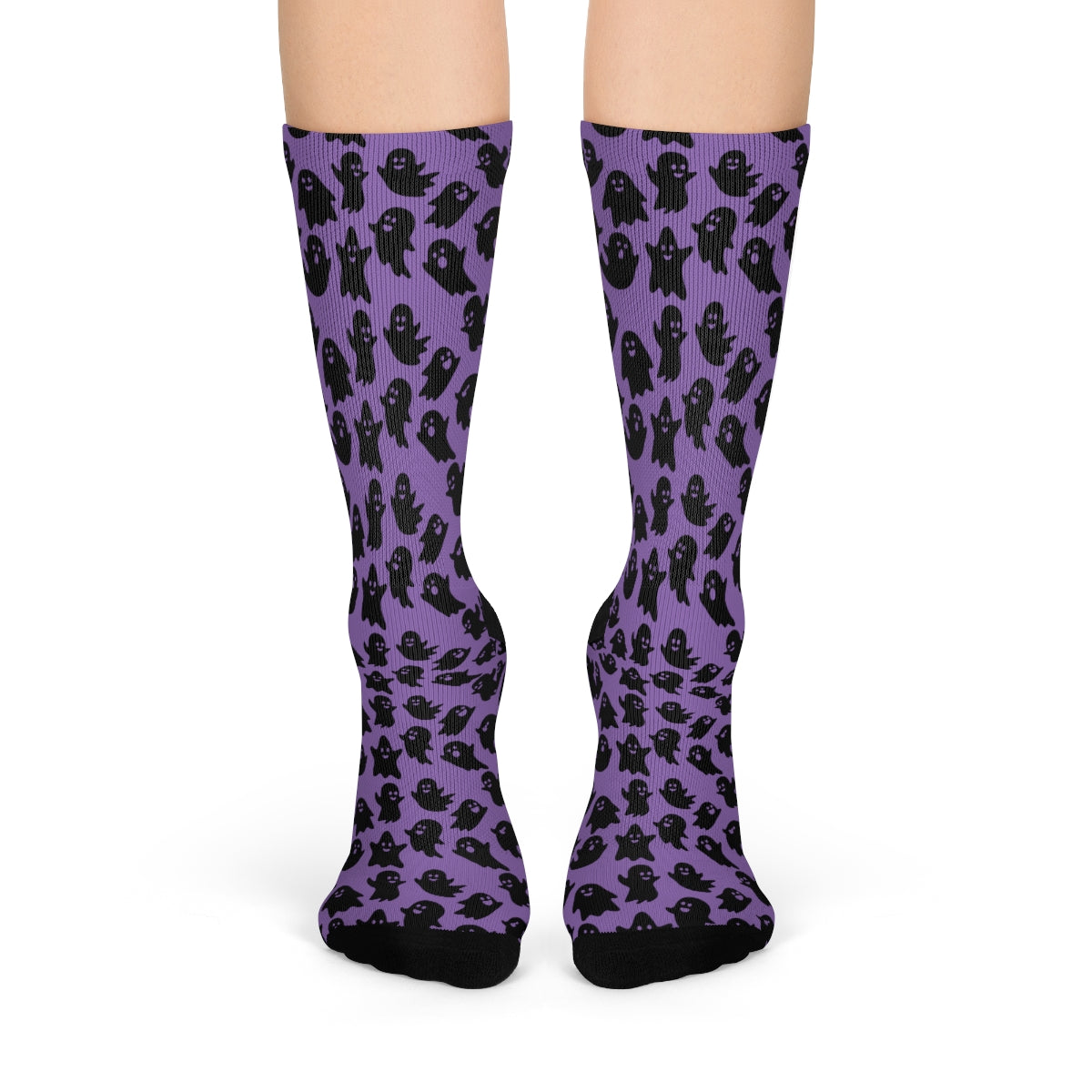 Purple Ghost Pattern Crew Socks