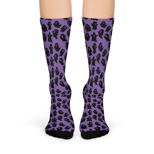 Purple Ghost Pattern Crew Socks