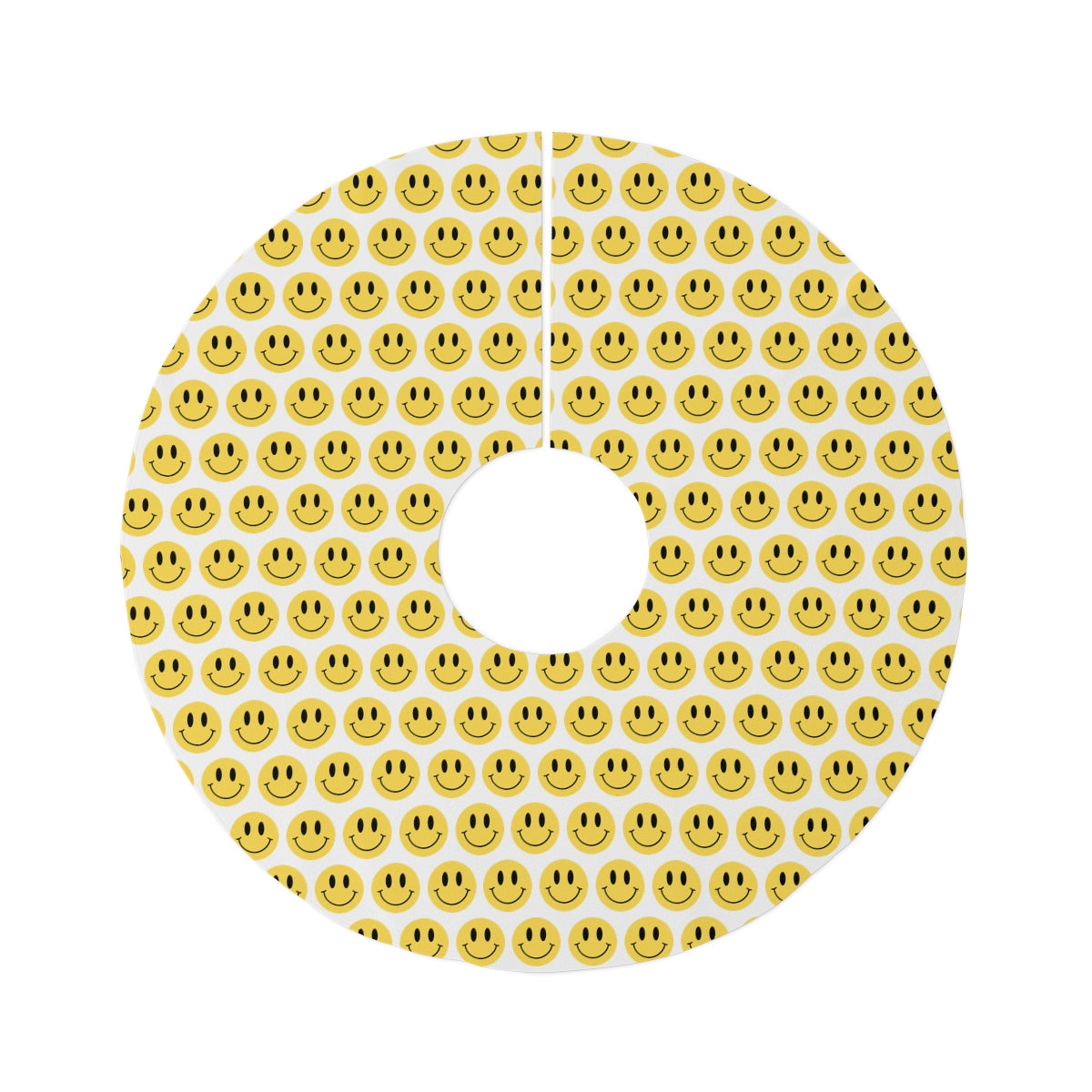 White Smiley Face Round Tree Skirt