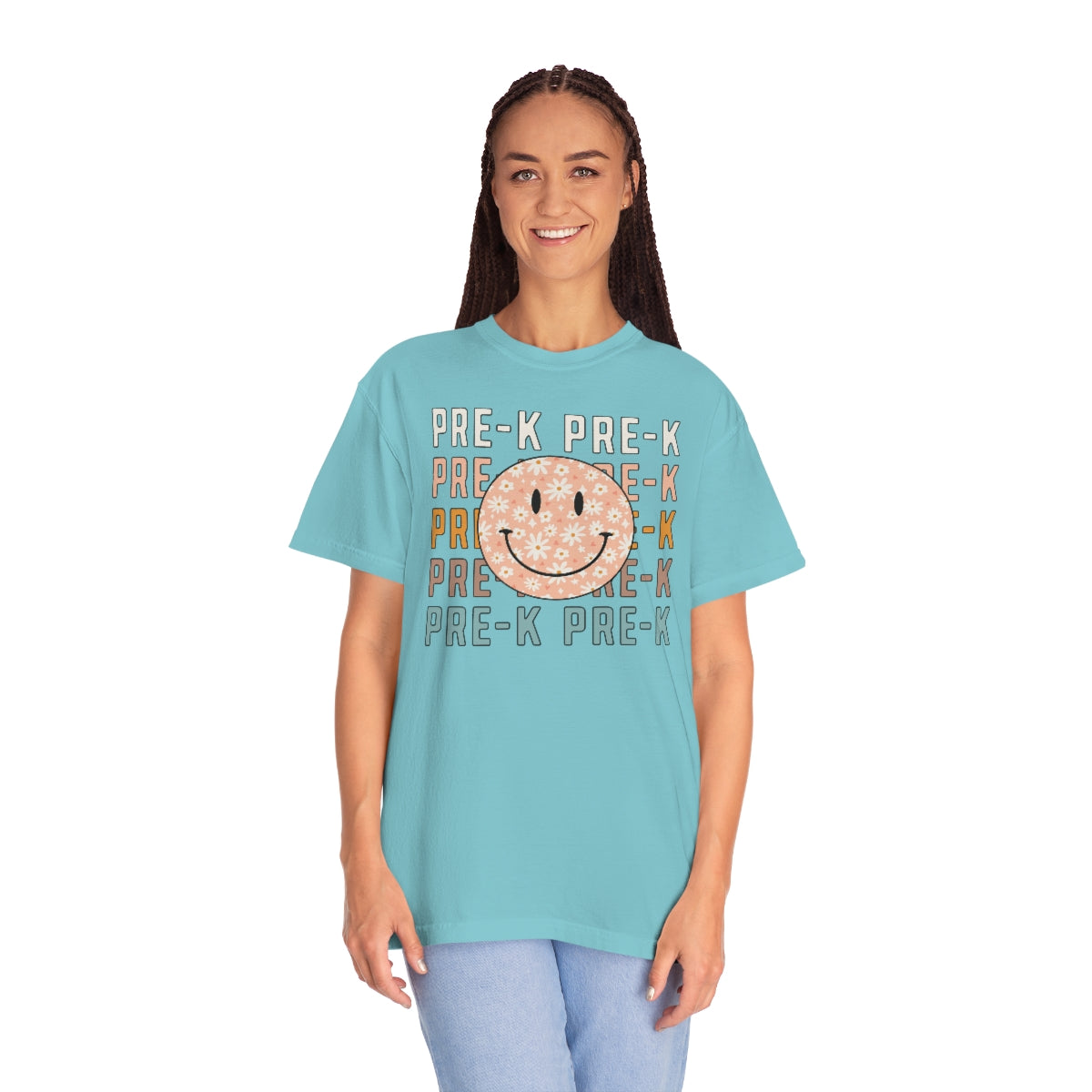 Pre-K Smiley Face Warm Colors Unisex Garment-Dyed PREMIUM T-shirt