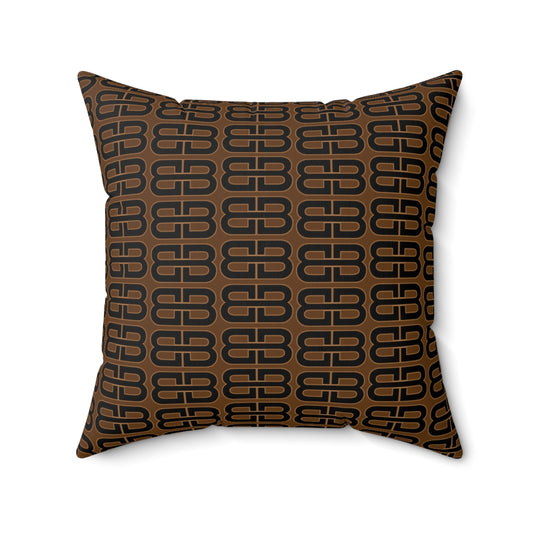 Dark Brown Bhava Brand Pattern Square Pillow