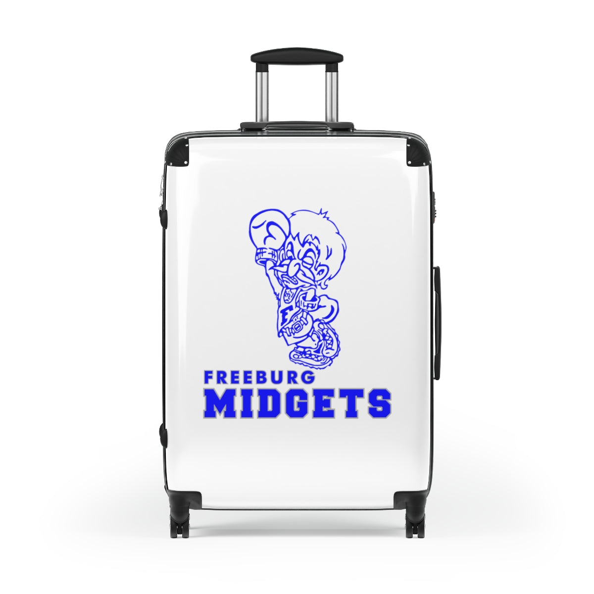 White Freeburg Midgets Suitcases - White Front/ Black Back