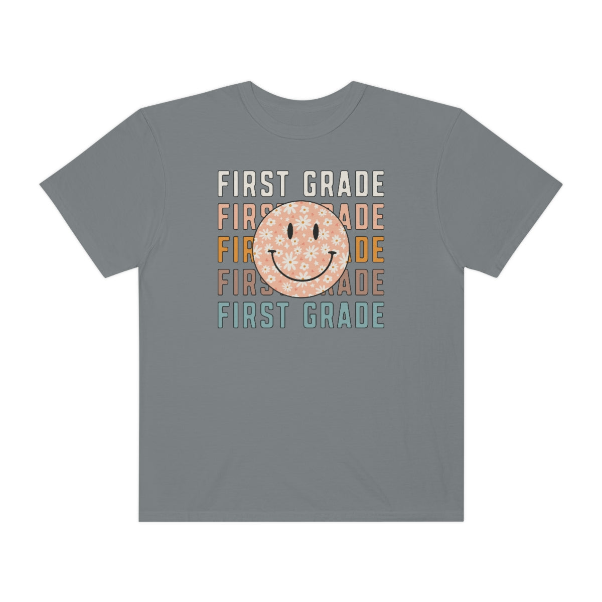 1st Grade Smiley Face Warm Colors Unisex Garment-Dyed PREMIUM T-shirt