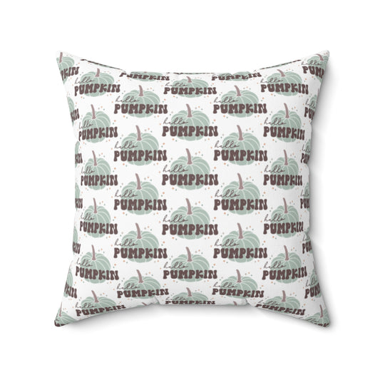 White Hello Pumpkin Spun Polyester Square Pillow