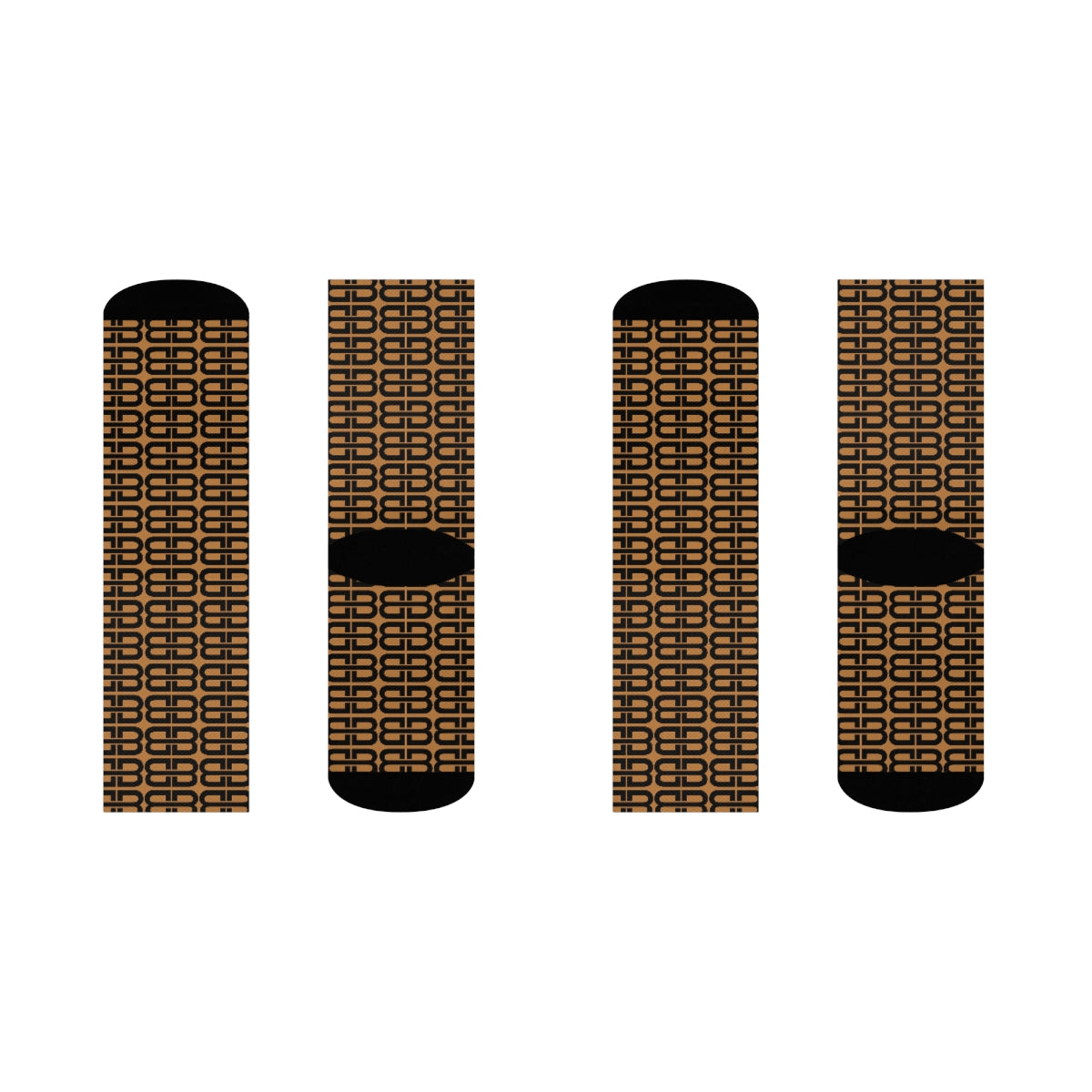 Light Brown Bhava Brand Pattern Crew Socks