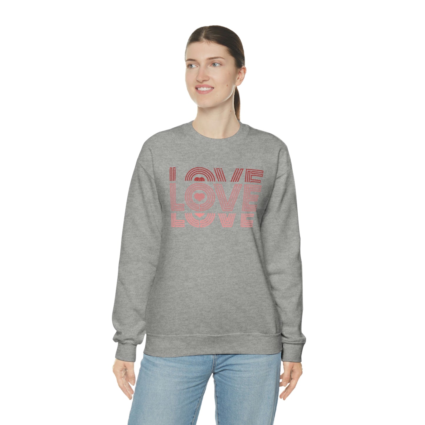 "Love Love Love" Red Graduated Print Unisex Heavy Blend™ Crewneck Sweatshirt