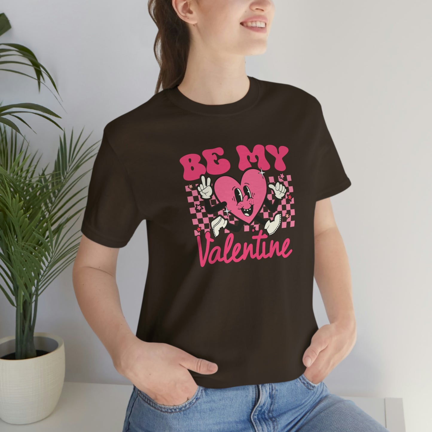 "Be My Valentine Checkerboard"  Unisex Jersey Short Sleeve Tee