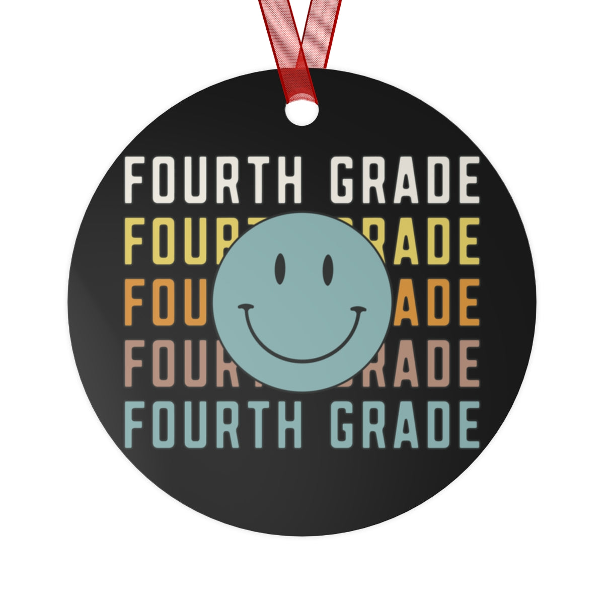 Fourth Grade Black Rustic Boho Metal Ornaments