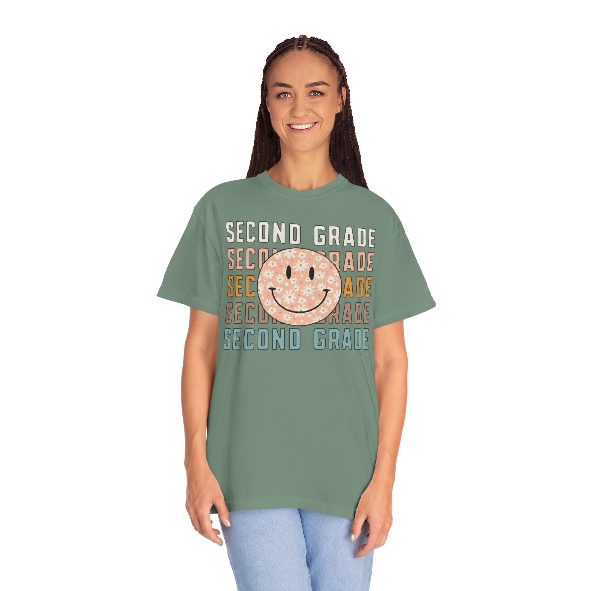 2nd Grade Smiley Face Warm Colors Unisex Garment-Dyed PREMIUM T-shirt