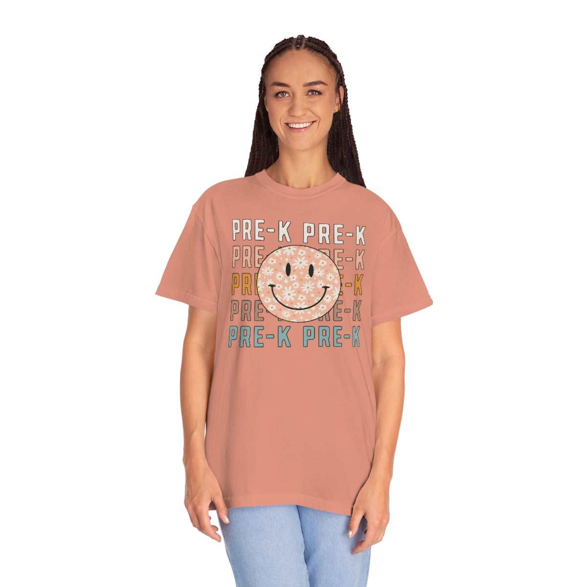 Pre-K Smiley Face Warm Colors Unisex Garment-Dyed PREMIUM T-shirt