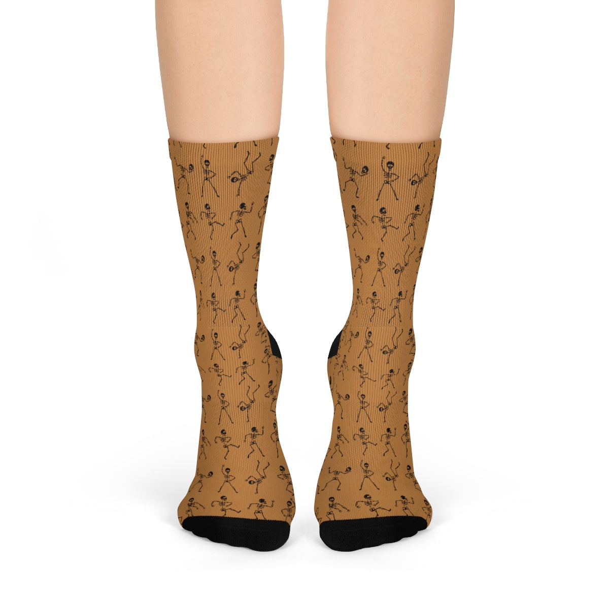 Light Brown Skeleton Pattern Crew Socks