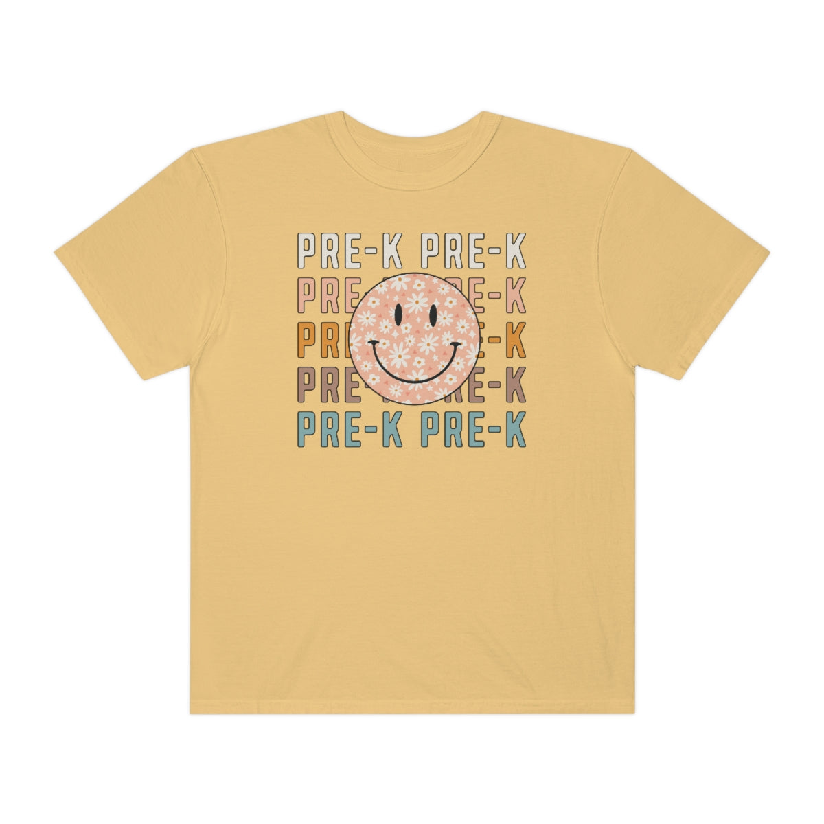 Pre-K Smiley Face Warm Colors Unisex Garment-Dyed PREMIUM T-shirt