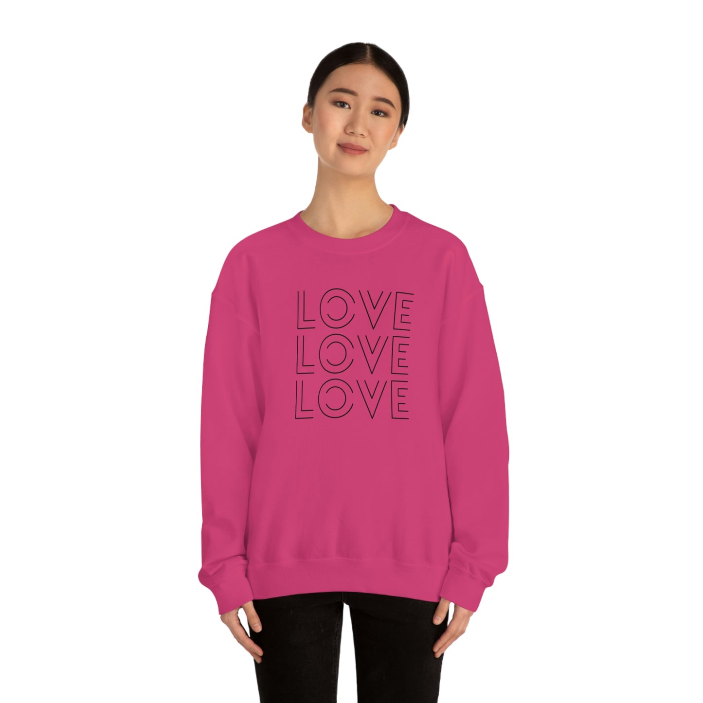 "Love Love Love" Black Print Unisex Heavy Blend™ Crewneck Sweatshirt