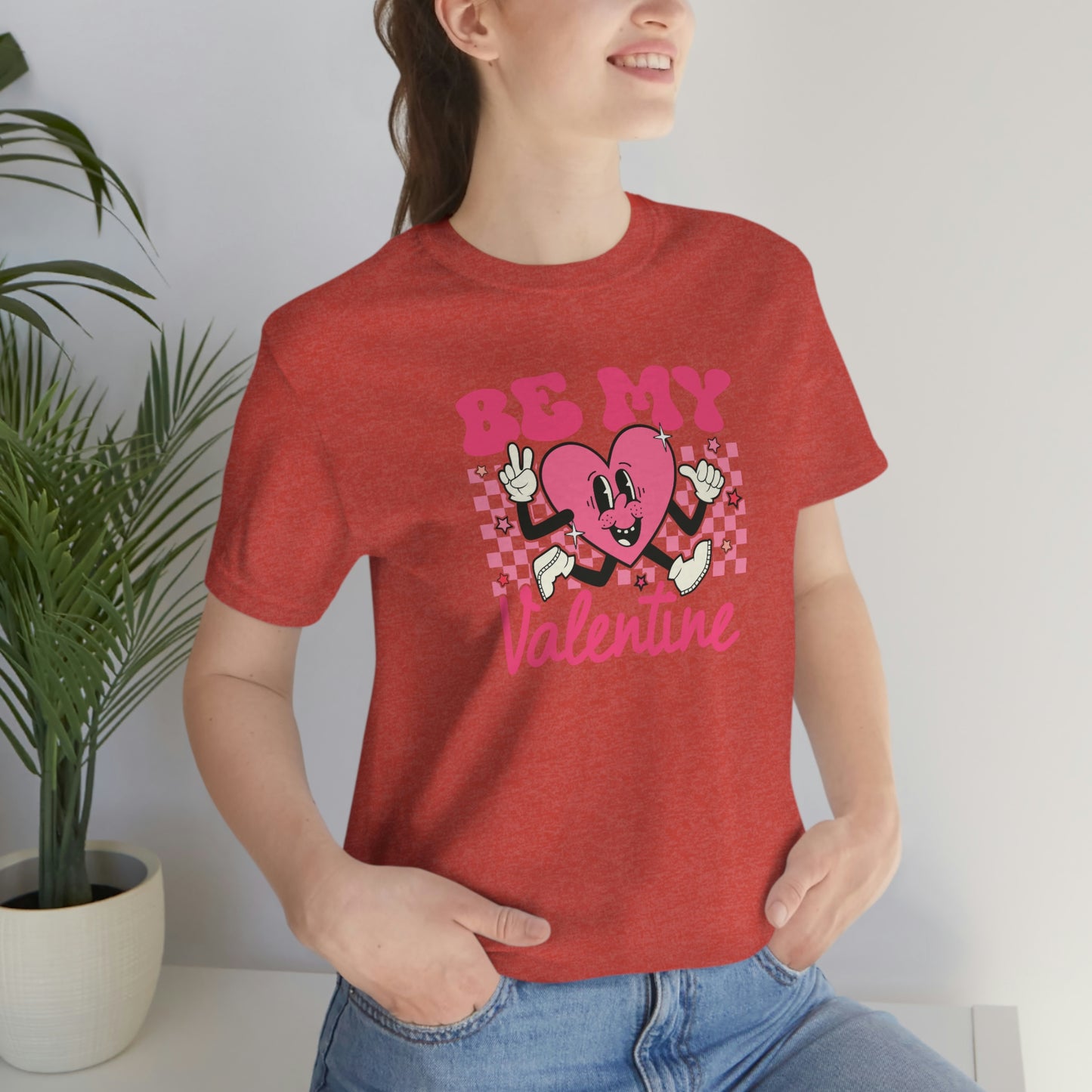 "Be My Valentine Checkerboard"  Unisex Jersey Short Sleeve Tee