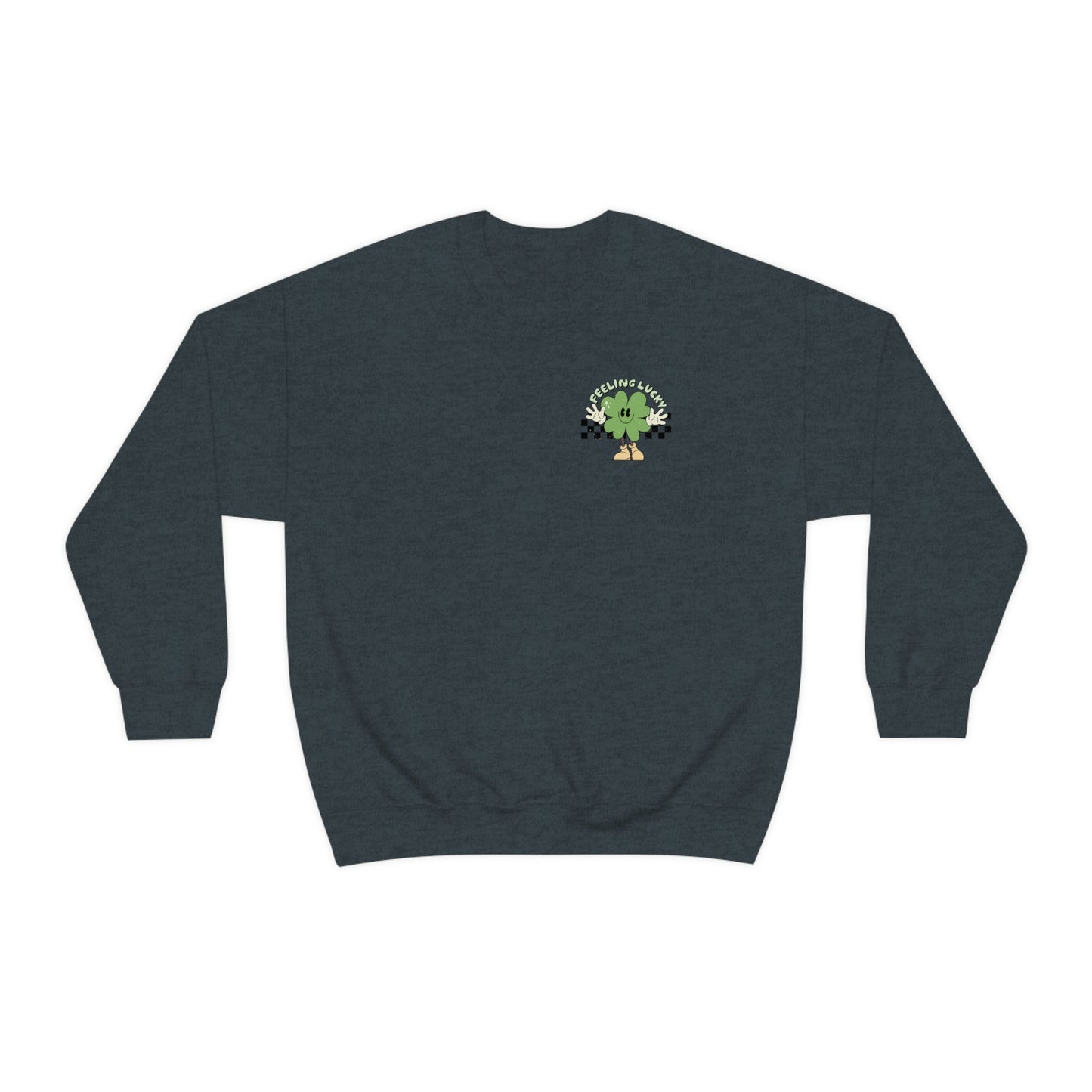 St. Patrick's Day "Feeling Lucky Shamrock" Front and Back Design Unisex Heavy Blend Crewneck Sweatshirt