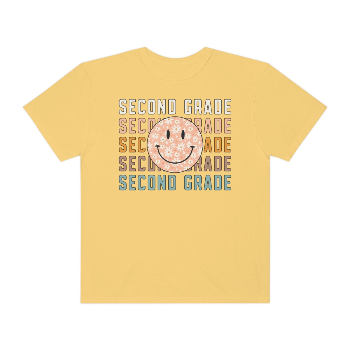 2nd Grade Smiley Face Warm Colors Unisex Garment-Dyed PREMIUM T-shirt