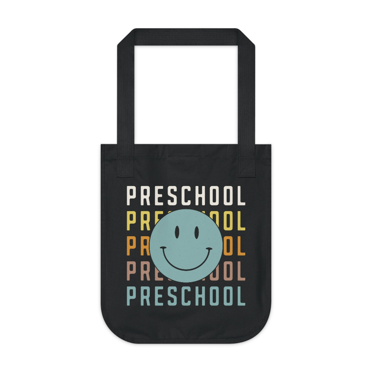 Preschool Organic Smiley Face Canvas Tote Bag