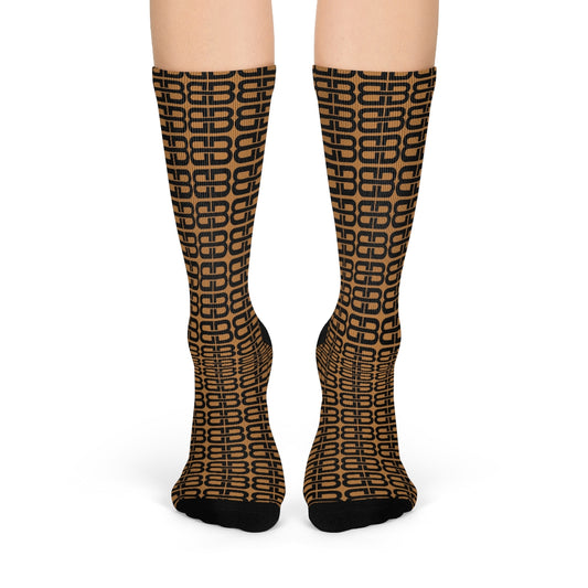 Light Brown Bhava Brand Pattern Crew Socks