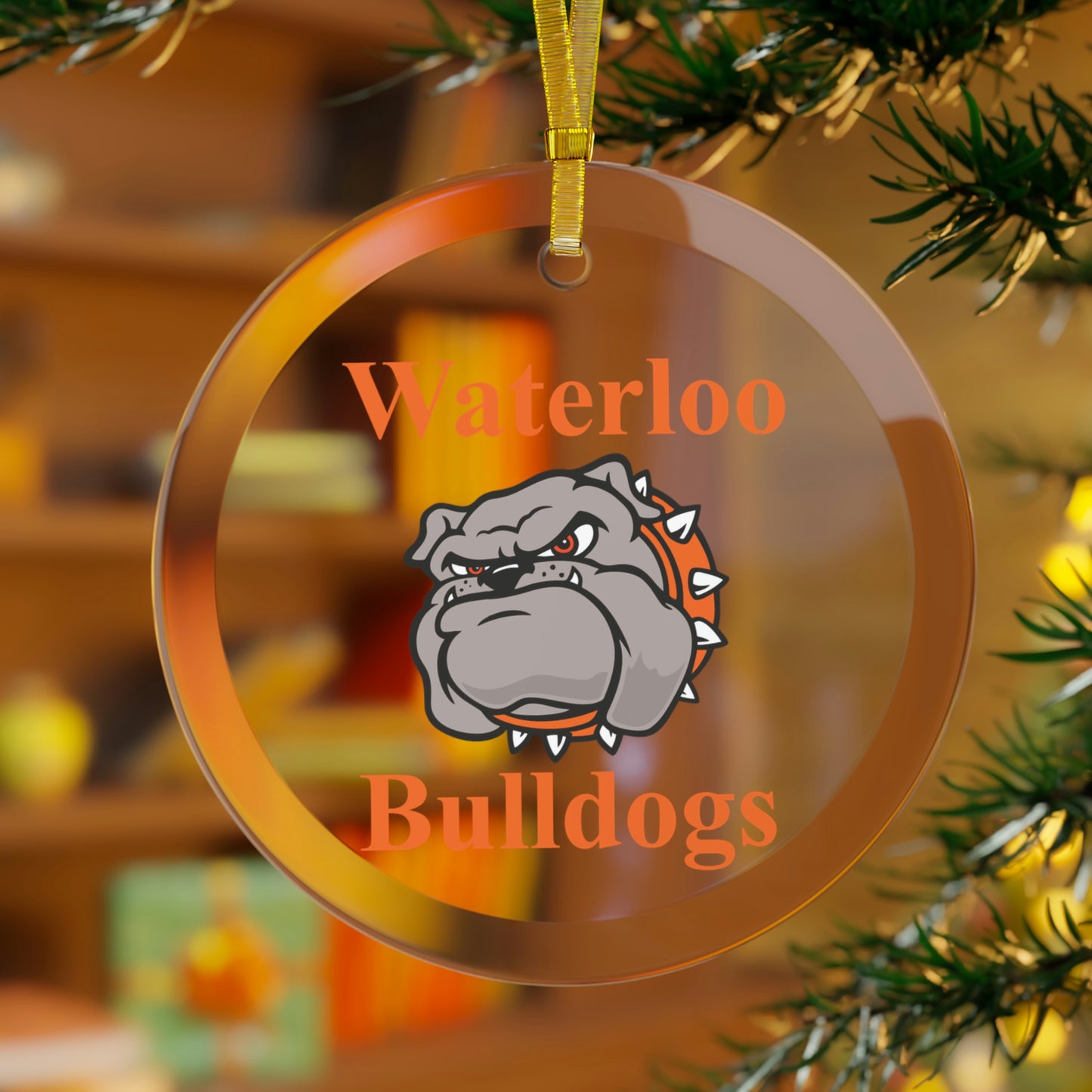 Waterloo Bulldogs Glass Ornament