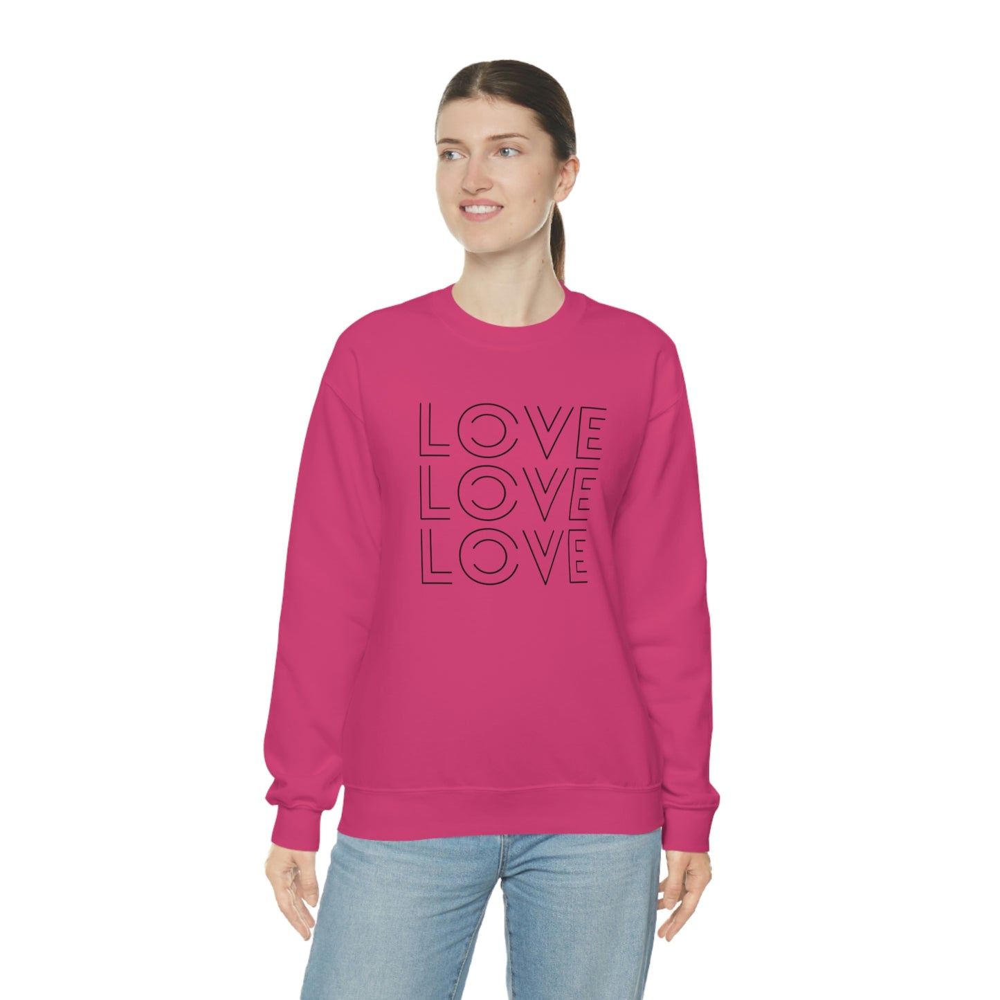 "Love Love Love" Black Print Unisex Heavy Blend™ Crewneck Sweatshirt