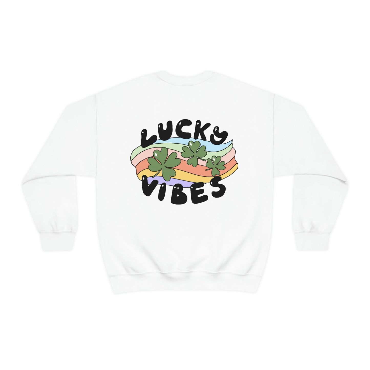 St. Patrick's Day "Lucky Vibes" Front and Back Design Unisex Heavy Blend Crewneck Sweatshirt