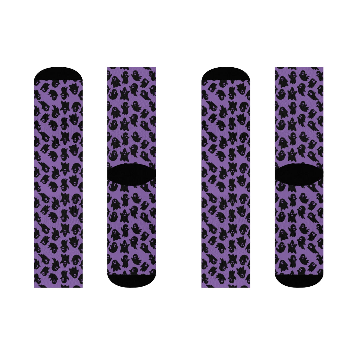 Purple Ghost Pattern Crew Socks