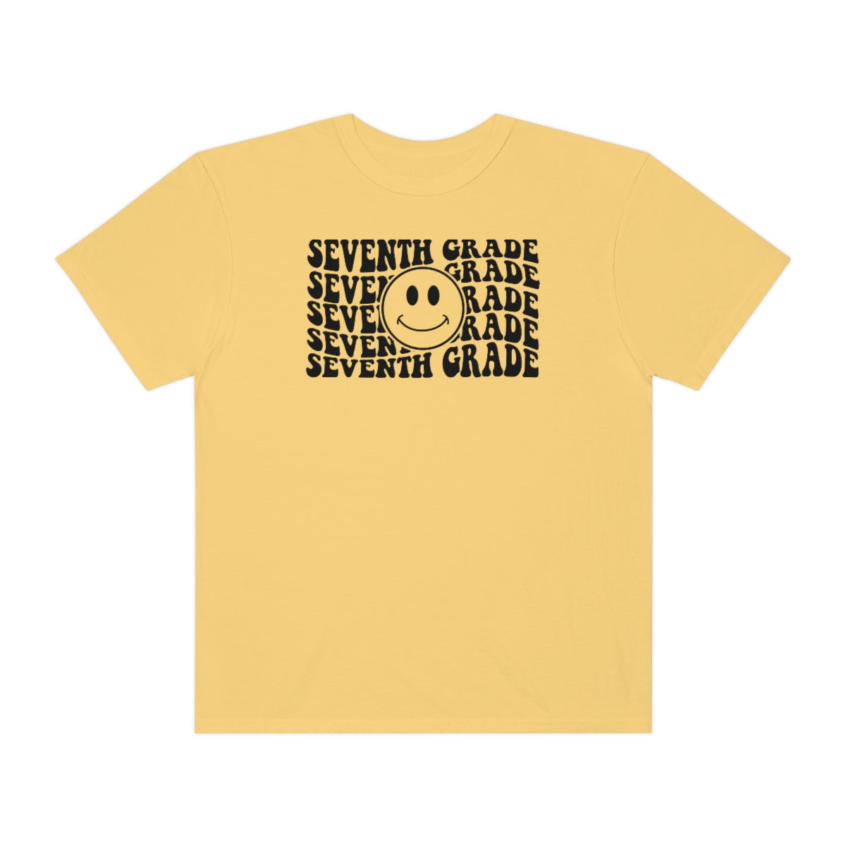 7th Grade Smiley Face Black Print Unisex Garment-Dyed PREMIUM T-shirt