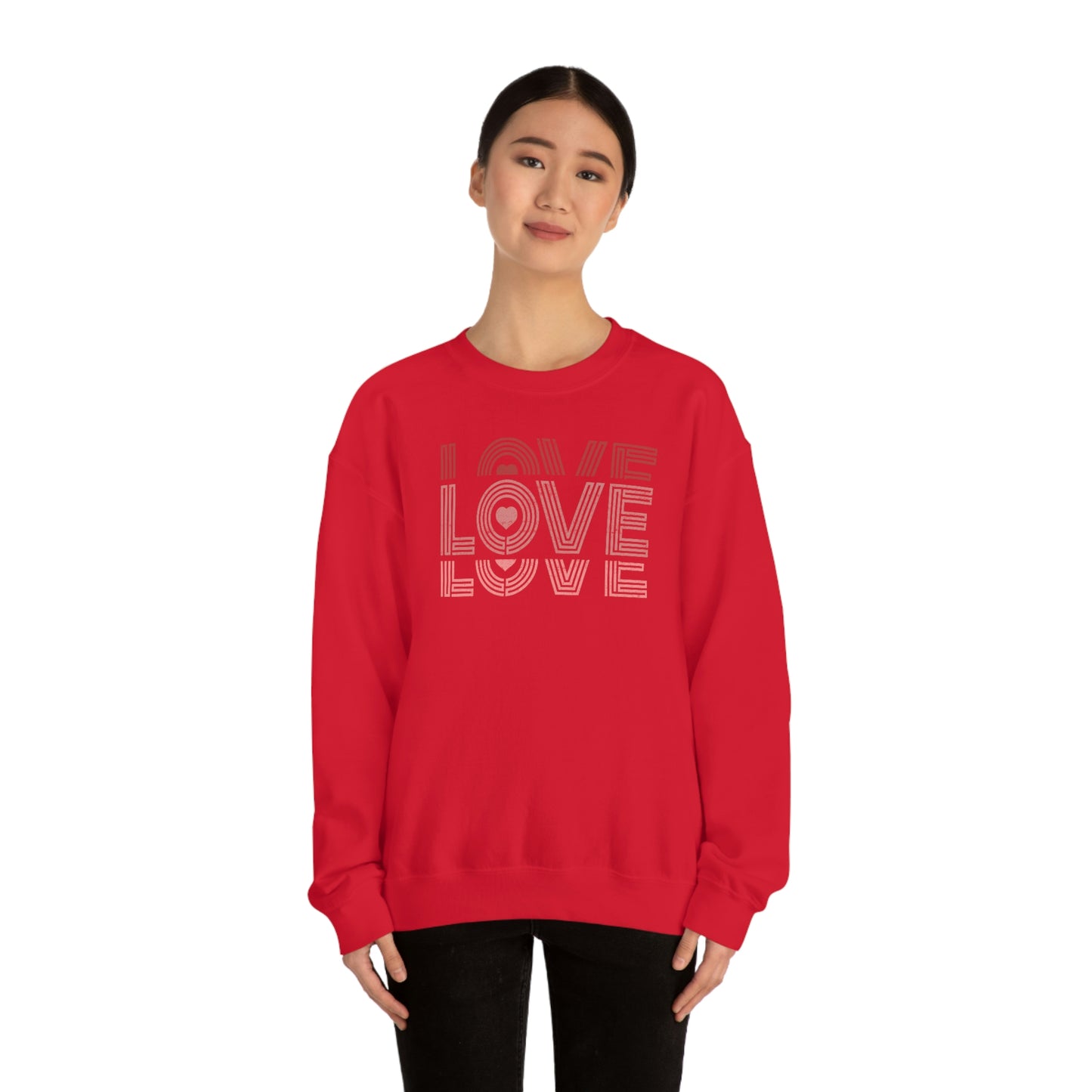 "Love Love Love" Red Graduated Print Unisex Heavy Blend™ Crewneck Sweatshirt