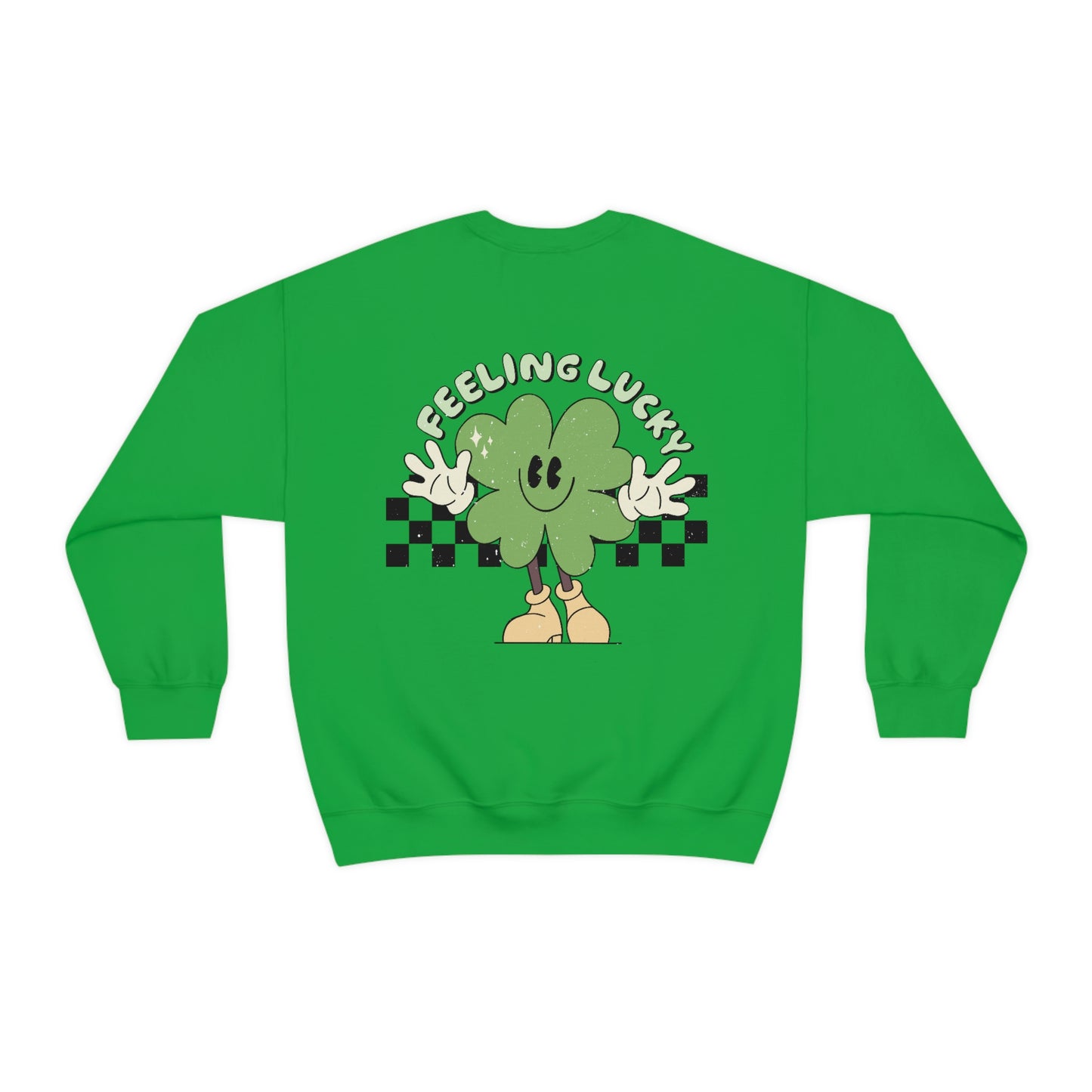 St. Patrick's Day "Feeling Lucky Shamrock" Front and Back Design Unisex Heavy Blend Crewneck Sweatshirt